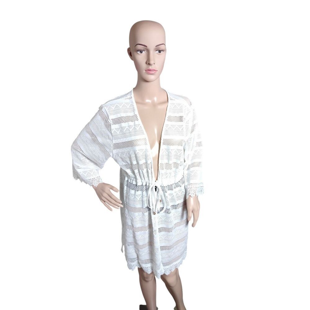 Club Z Collection Cover Up Dress Women's Medium White‎ Swimwear Bathing Suit
